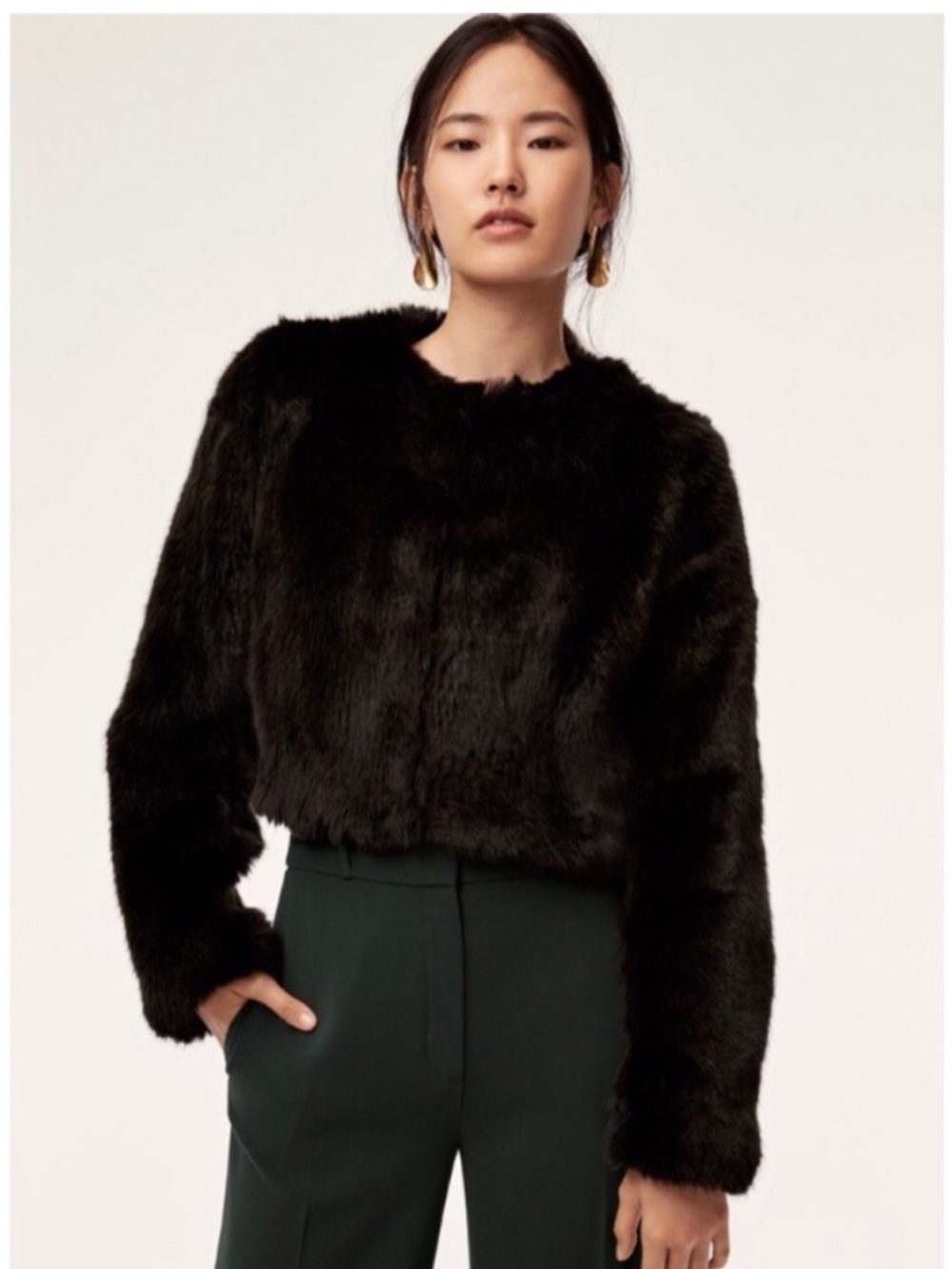 Aritzia Babaton Cropped Faux Fur Jacket
